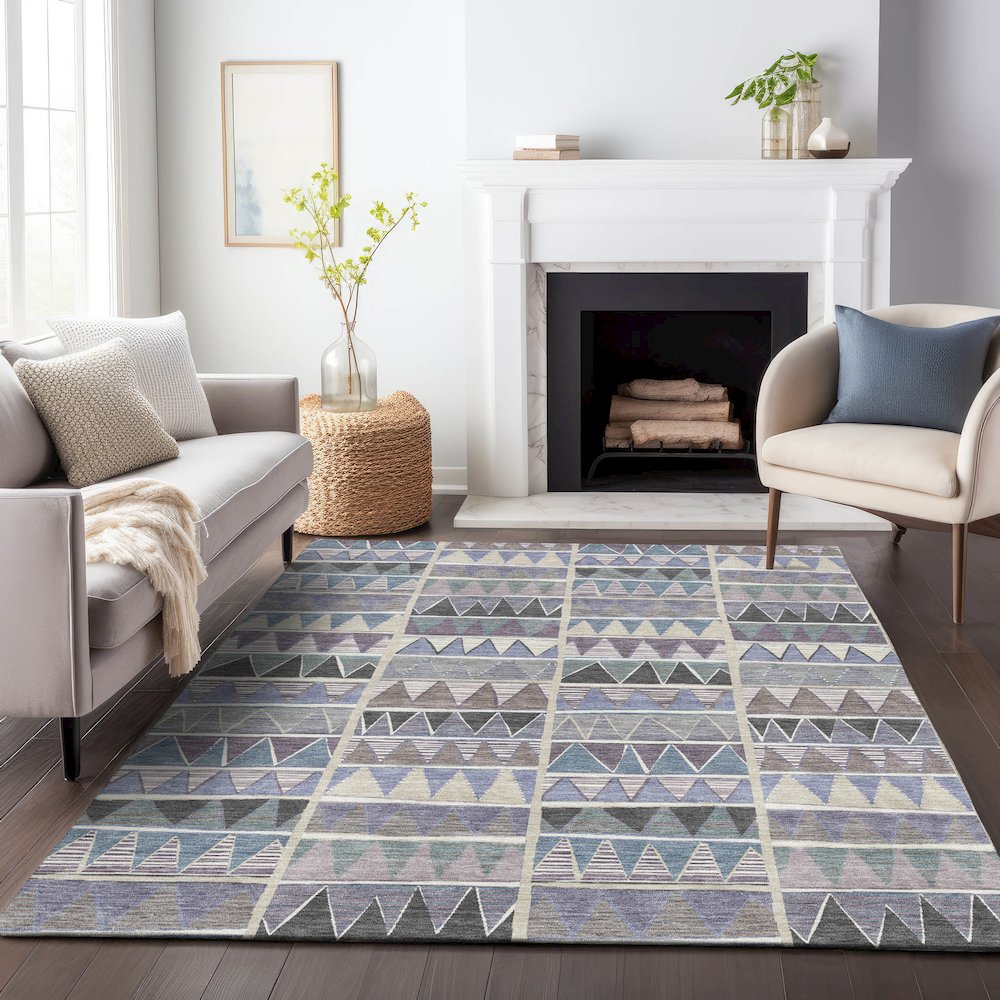 Machine Washable Indoor/Outdoor Chantille ACN2205 Lavender 9' x 12' Rug. Picture 6