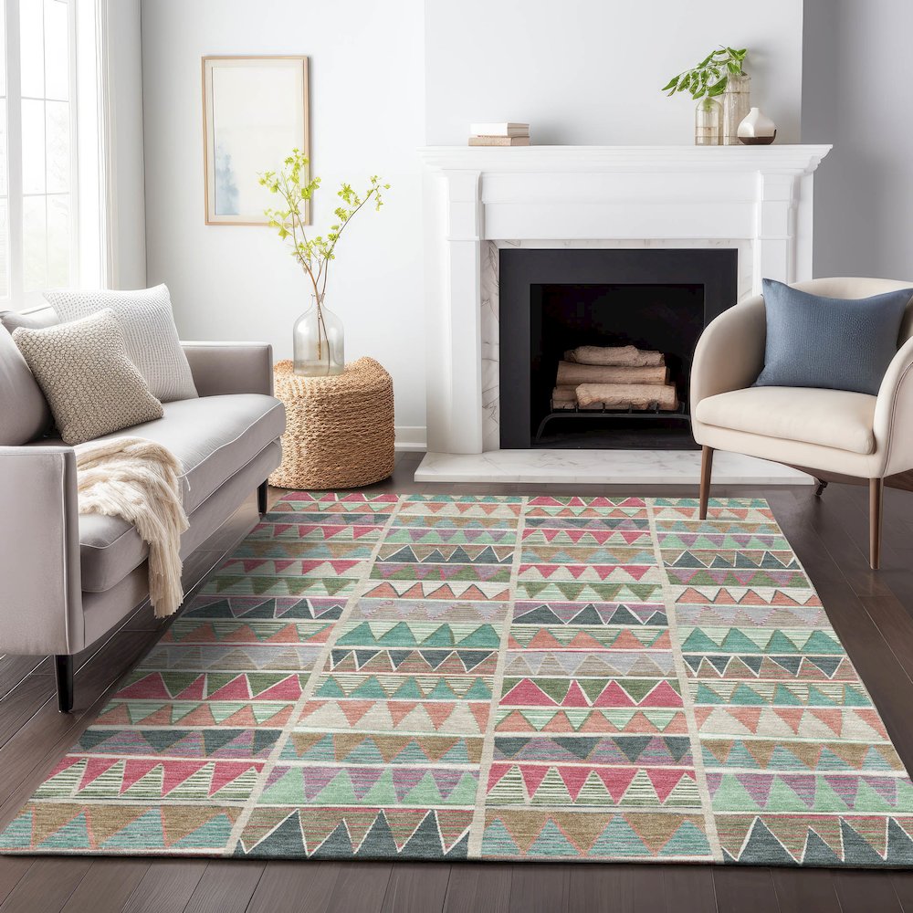 Machine Washable Indoor/Outdoor Chantille ACN2205 Salmon 9' x 12' Rug. Picture 6