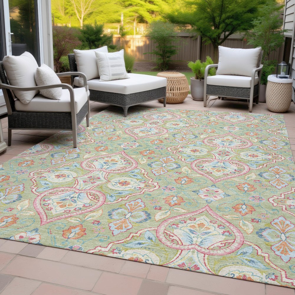 Machine Washable Indoor/Outdoor Chantille ACN2207 Aloe 9' x 12' Rug. Picture 8