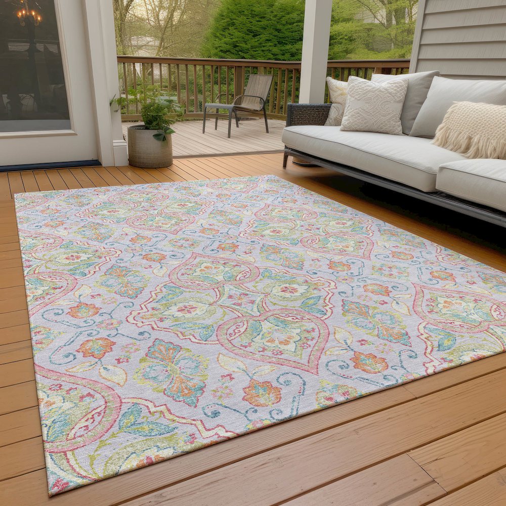 Machine Washable Indoor/Outdoor Chantille ACN2207 Lavender 9' x 12' Rug. Picture 7