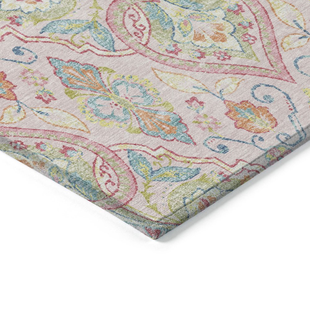 Machine Washable Indoor/Outdoor Chantille ACN2207 Pink 5' x 7'6" Rug. Picture 3