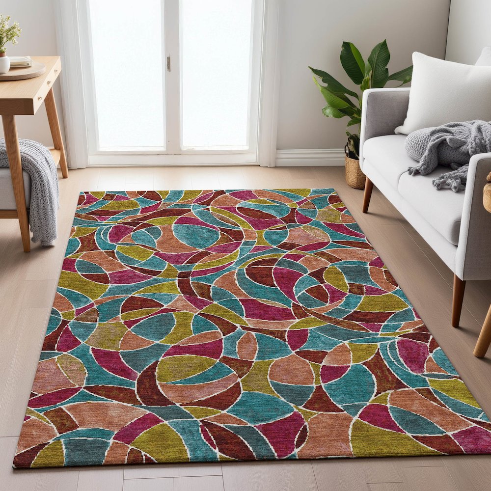 Machine Washable Indoor/Outdoor Chantille ACN2208 Merlot 9' x 12' Rug. Picture 5