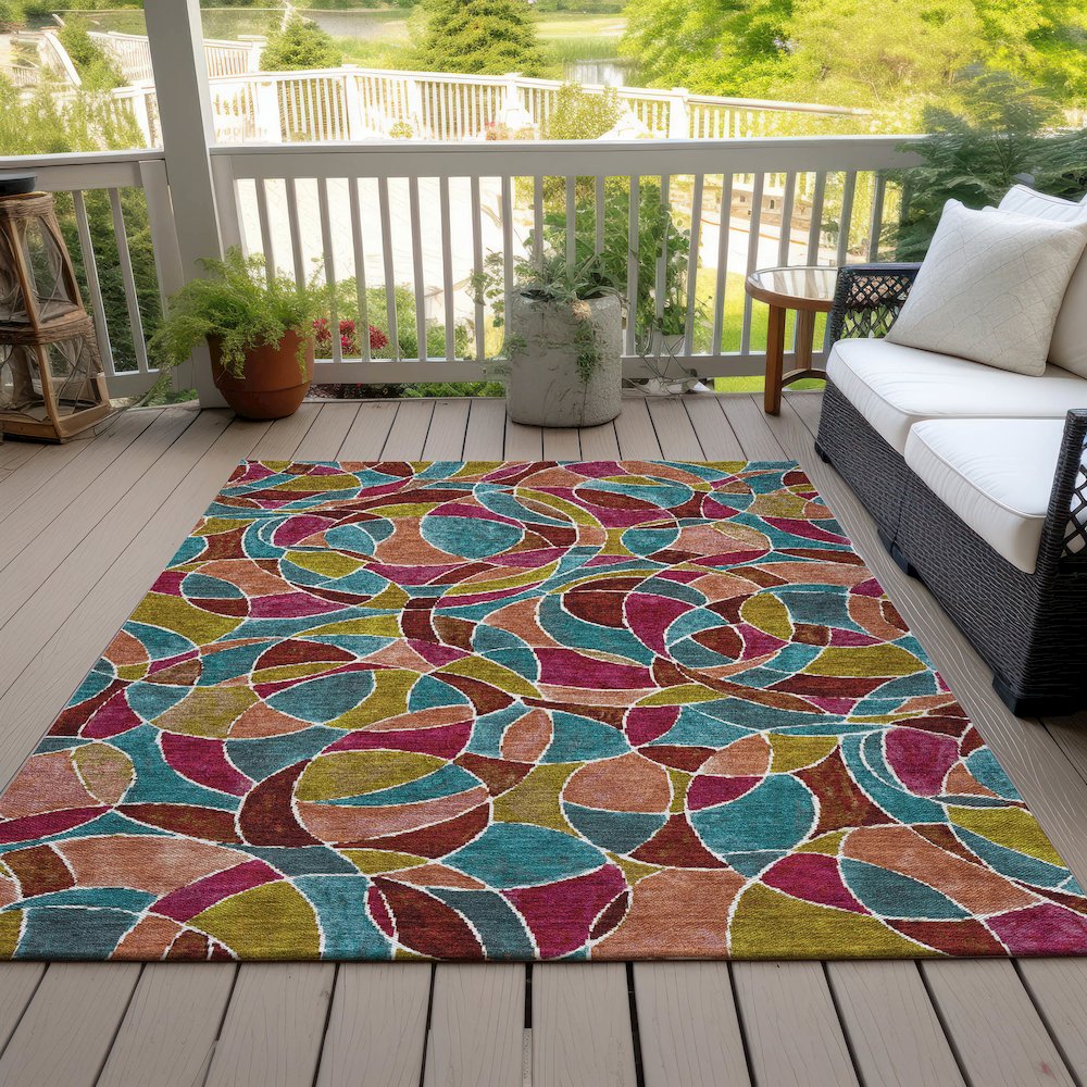 Machine Washable Indoor/Outdoor Chantille ACN2208 Merlot 9' x 12' Rug. Picture 7