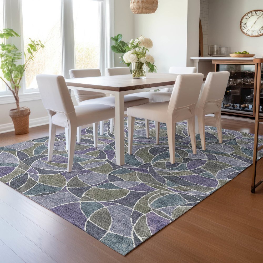 Machine Washable Indoor/Outdoor Chantille ACN2208 Purple 9' x 12' Rug. Picture 5
