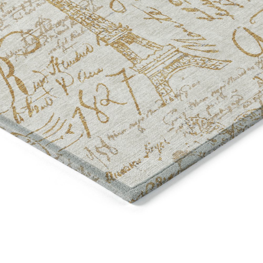 Machine Washable Indoor/Outdoor Chantille ACN2209 Gold 5' x 7'6" Rug. Picture 3