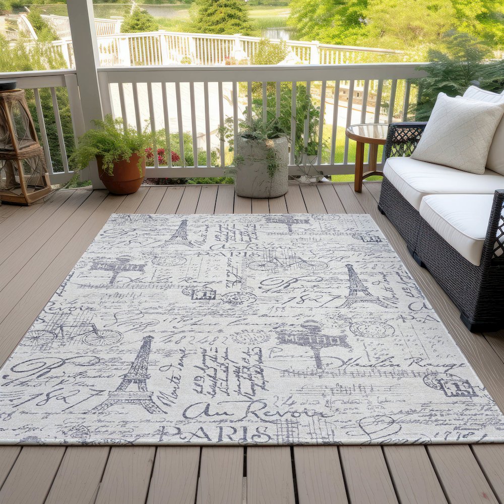 Machine Washable Indoor/Outdoor Chantille ACN2209 Ivory 9' x 12' Rug. Picture 7