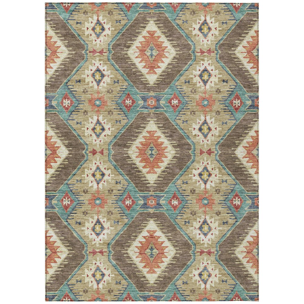 Machine Washable Indoor/Outdoor Chantille ACN2210 Khaki 9' x 12' Rug. Picture 1