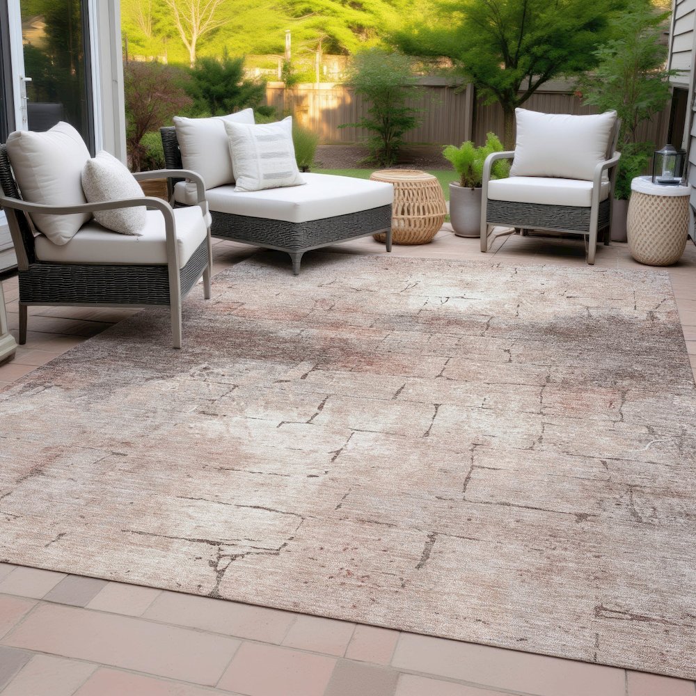 Machine Washable Indoor/Outdoor Chantille ACN2215 Coral 9' x 12' Rug. Picture 8