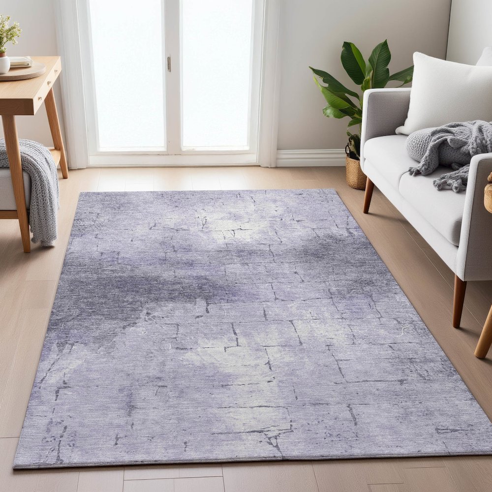 Machine Washable Indoor/Outdoor Chantille ACN2215 Lavender 9' x 12' Rug. Picture 5