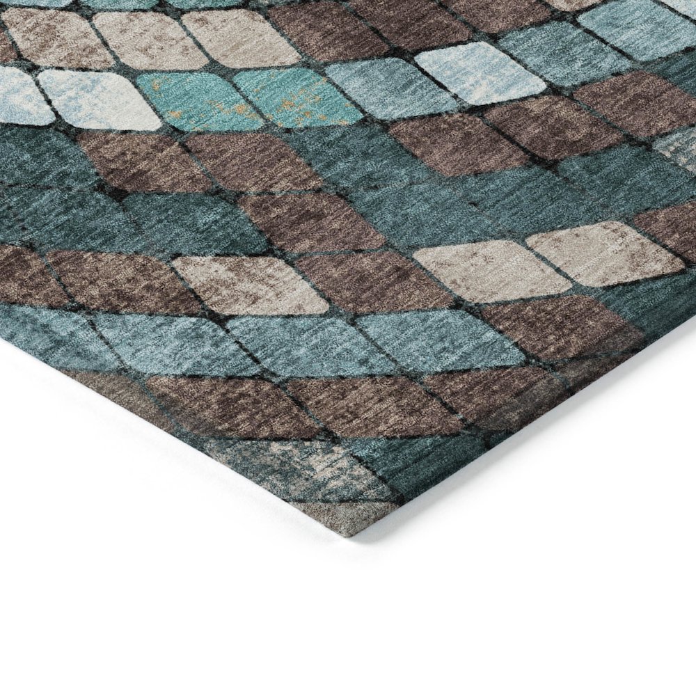 Machine Washable Indoor/Outdoor Chantille ACN2216 Teal 5' x 7'6" Rug. Picture 3