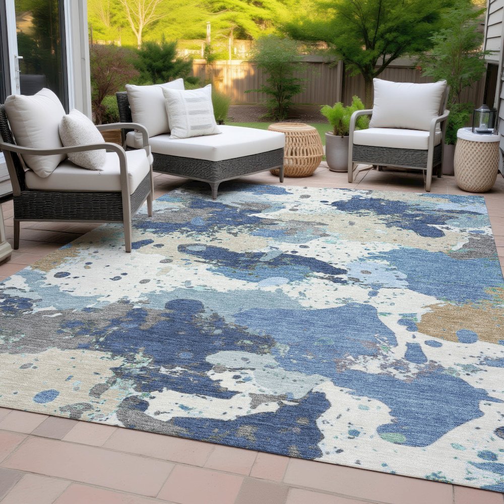 Machine Washable Indoor/Outdoor Chantille ACN2217 Denim 9' x 12' Rug. Picture 8