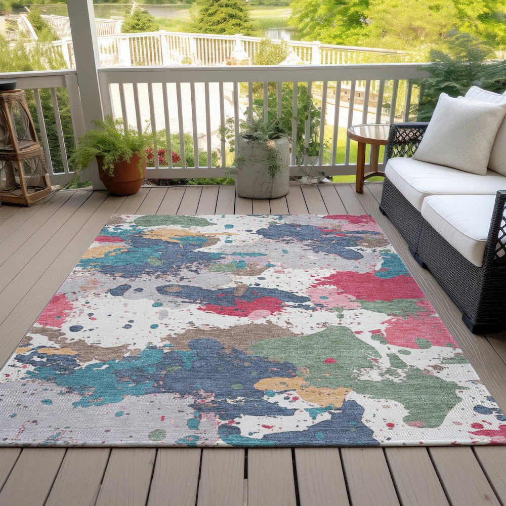Machine Washable Indoor/Outdoor Chantille ACN2217 Ivory 9' x 12' Rug. Picture 7