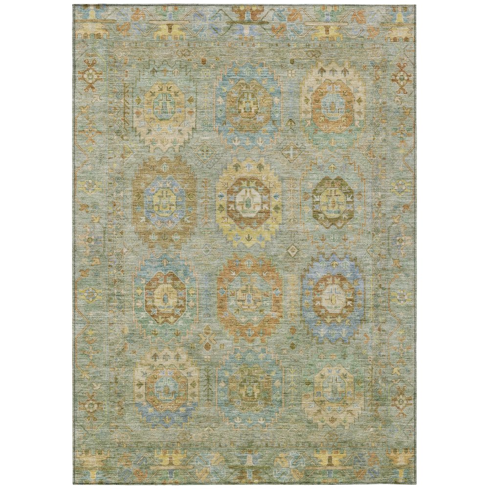 Machine Washable Indoor/Outdoor Chantille ACN2227 Green 9' x 12' Rug. Picture 1