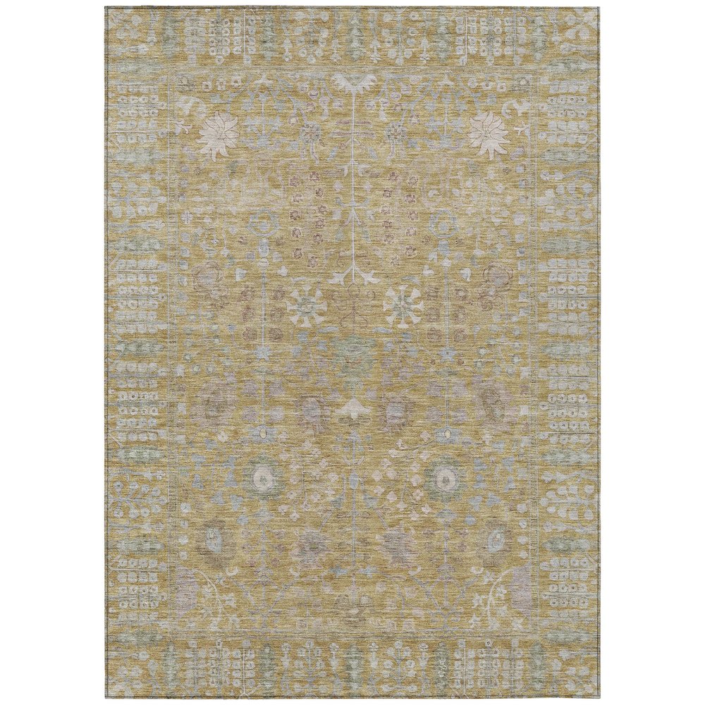 Machine Washable Indoor/Outdoor Chantille ACN2231 Gold 9' x 12' Rug. Picture 1