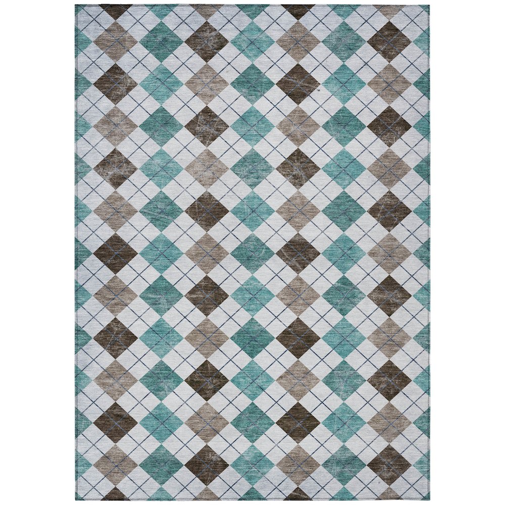 Machine Washable Indoor/Outdoor Chantille ACN2237 Teal 9' x 12' Rug. Picture 1