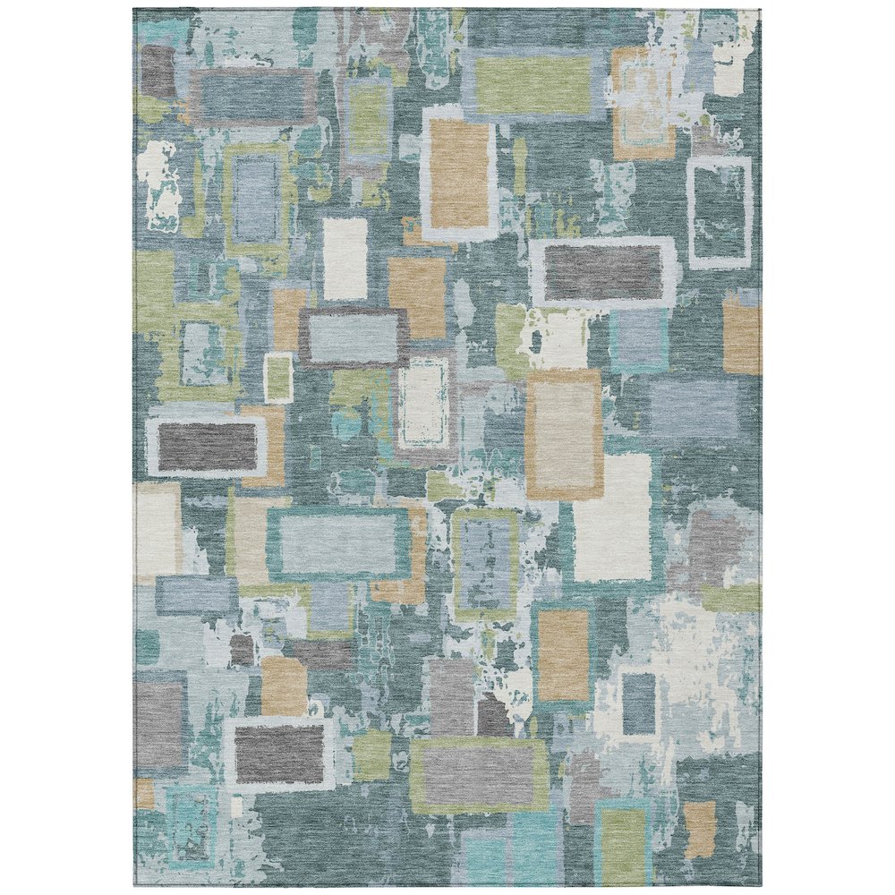 Machine Washable Indoor/Outdoor Chantille ACN2246 Teal 9' x 12' Rug. Picture 1