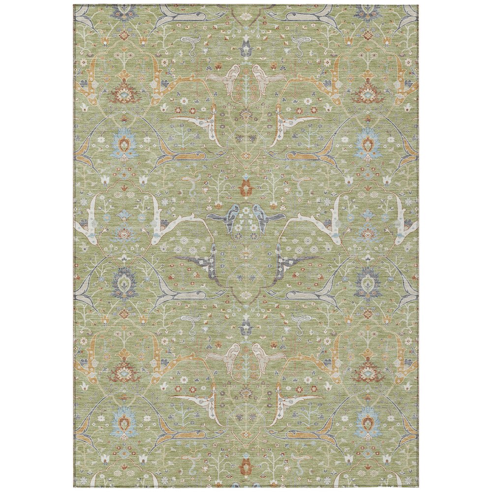 Machine Washable Indoor/Outdoor Chantille ACN2250 Green 9' x 12' Rug. Picture 1