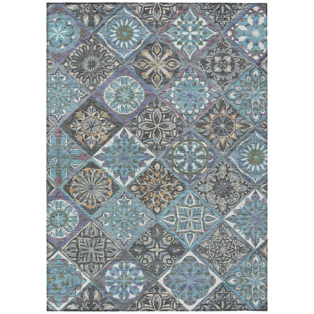 Machine Washable Indoor/Outdoor Chantille ACN2256 Teal 9' x 12' Rug. Picture 1