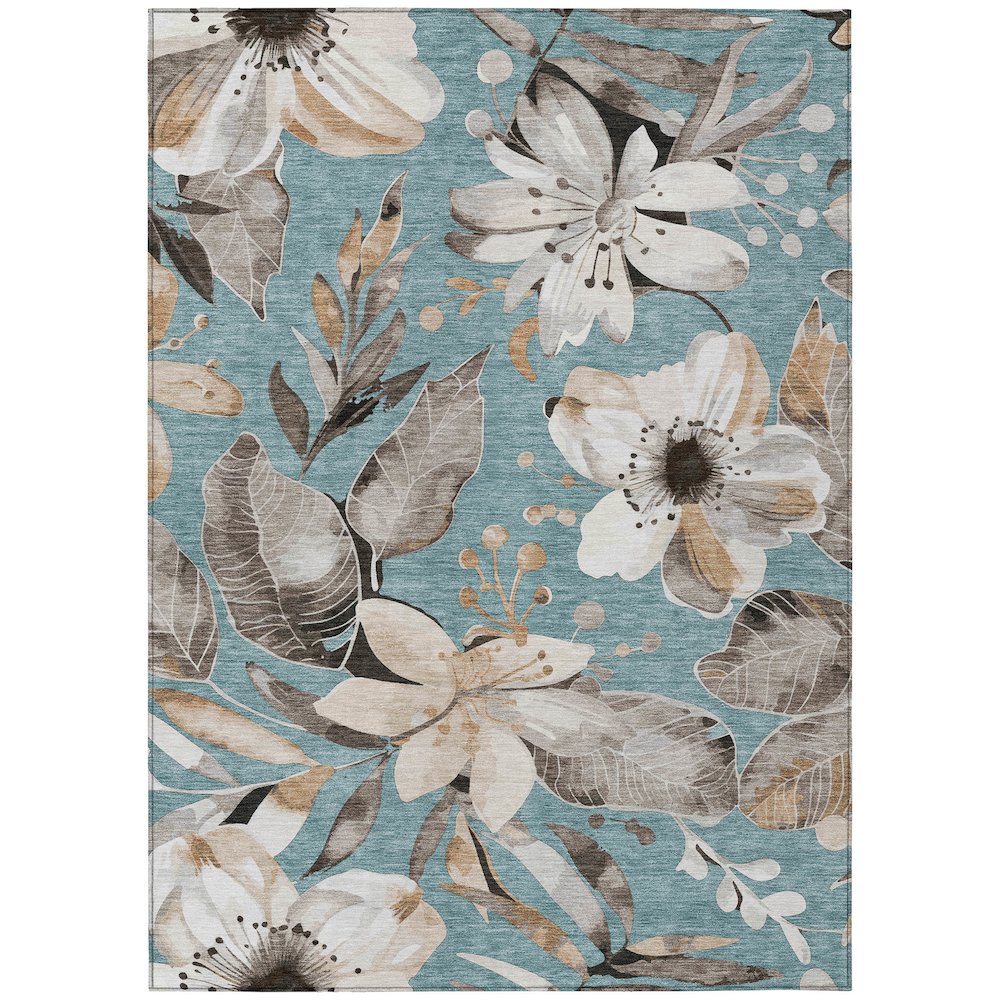 Machine Washable Indoor/Outdoor Chantille ACN2260 Teal 9' x 12' Rug. Picture 1