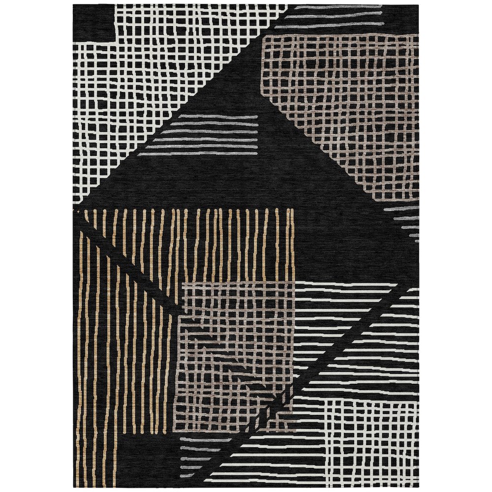 Machine Washable Indoor/Outdoor Chantille ACN2270 Black 9' x 12' Rug. Picture 1