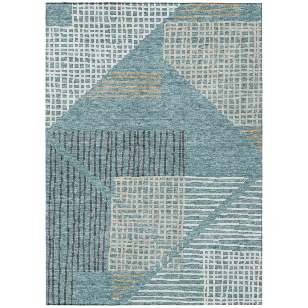 Machine Washable Indoor/Outdoor Chantille ACN2270 Teal 9' x 12' Rug. Picture 1