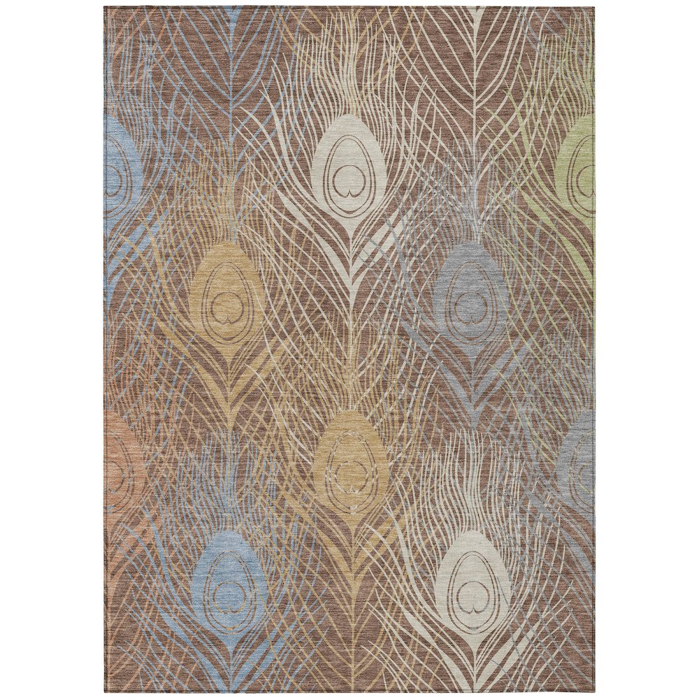 Machine Washable Indoor/Outdoor Chantille ACN2273 Brown 9' x 12' Rug. Picture 1