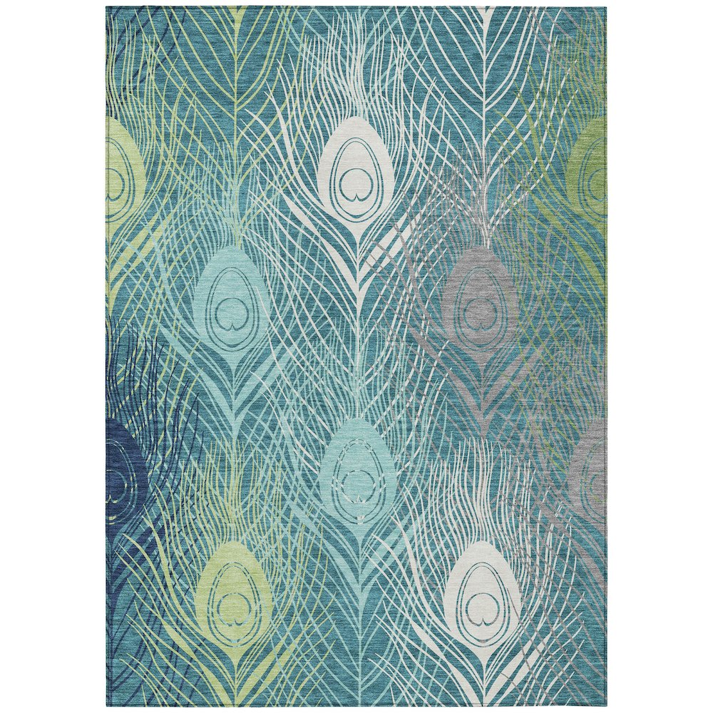 Machine Washable Indoor/Outdoor Chantille ACN2273 Teal 9' x 12' Rug. Picture 1