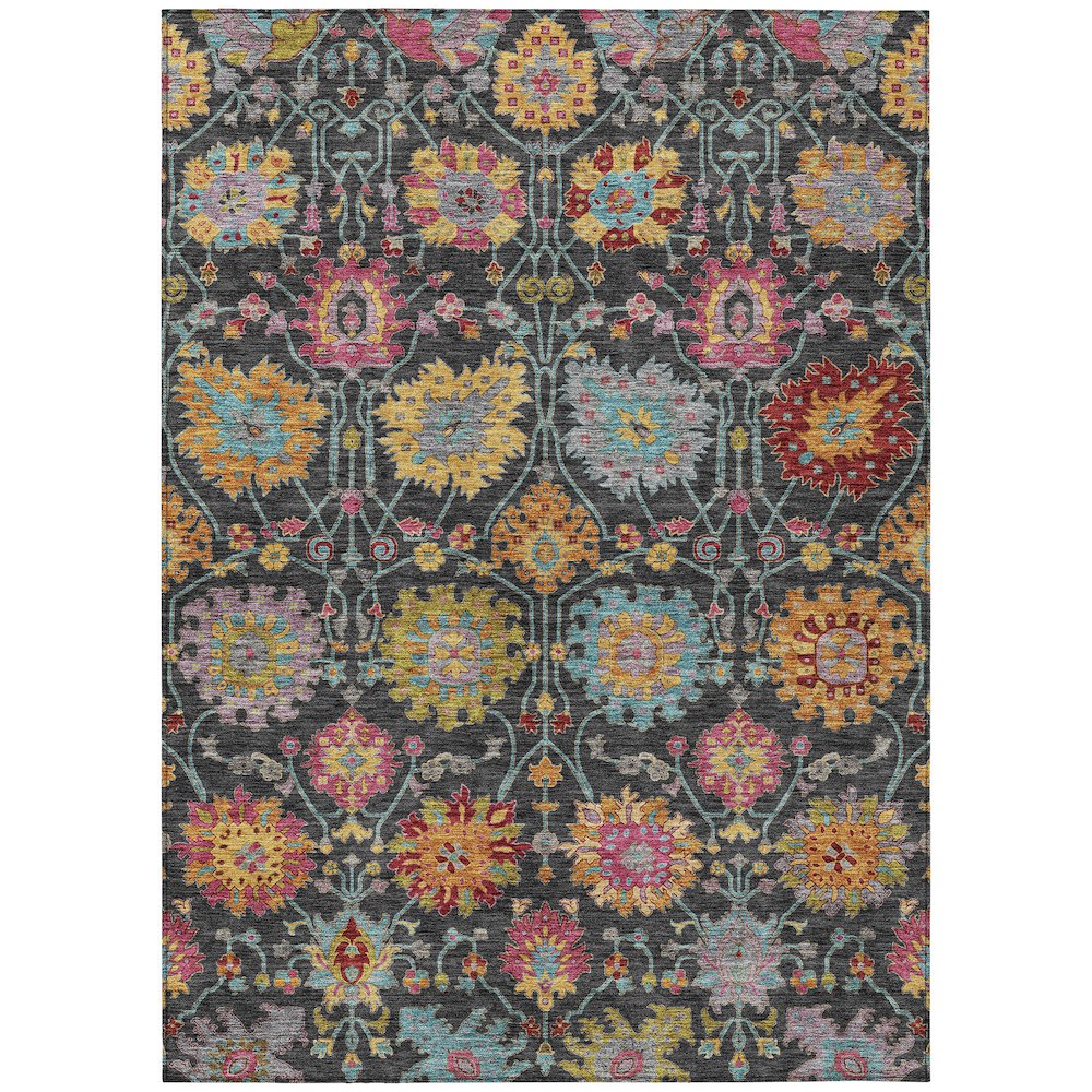 Machine Washable Indoor/Outdoor Chantille ACN2288 Black 9' x 12' Rug. Picture 1