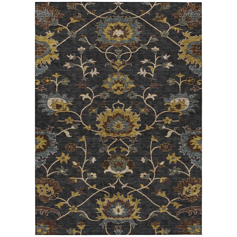 Machine Washable Indoor/Outdoor Chantille ACN2290 Black 9' x 12' Rug. Picture 1