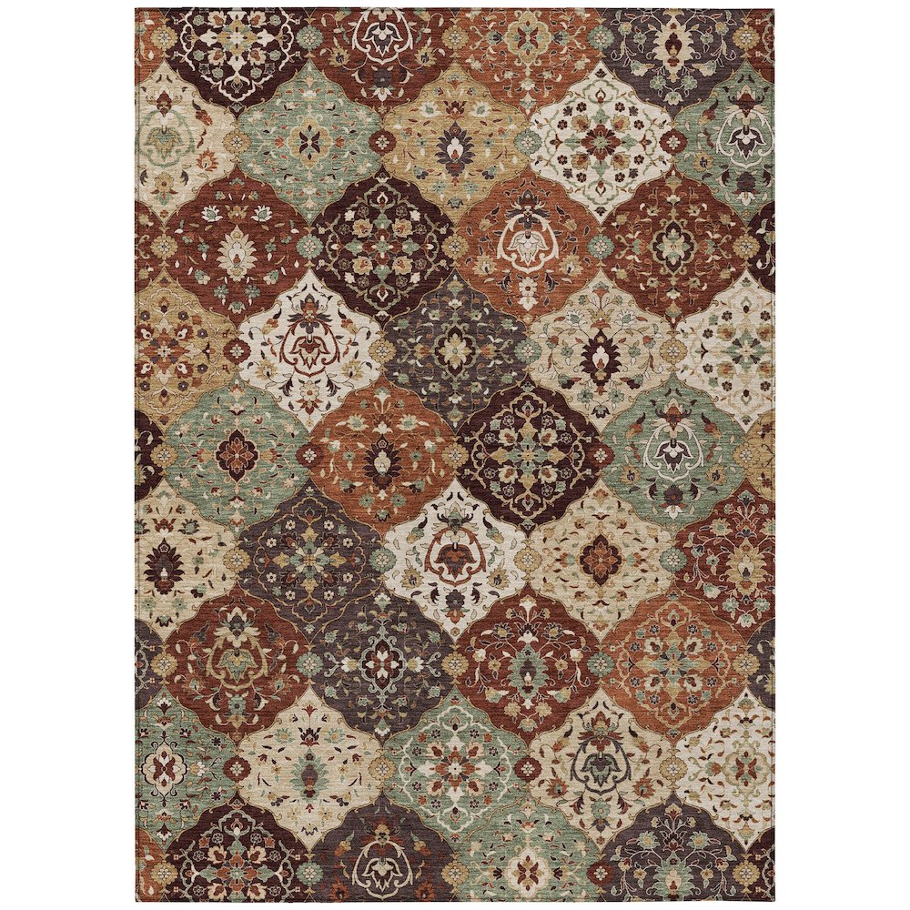 Machine Washable Indoor/Outdoor Chantille ACN2292 Orange 9' x 12' Rug. Picture 1