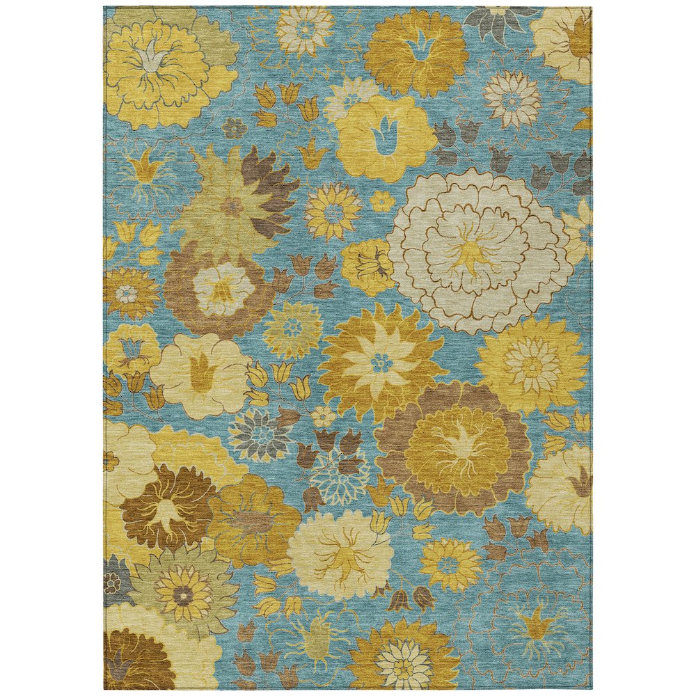 Machine Washable Indoor/Outdoor Chantille ACN2294 Teal 9' x 12' Rug. Picture 1