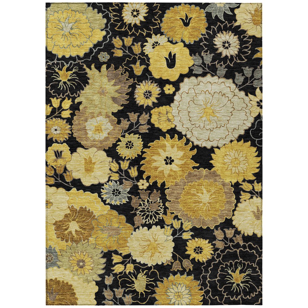 Machine Washable Indoor/Outdoor Chantille ACN2294 Black 9' x 12' Rug. Picture 1