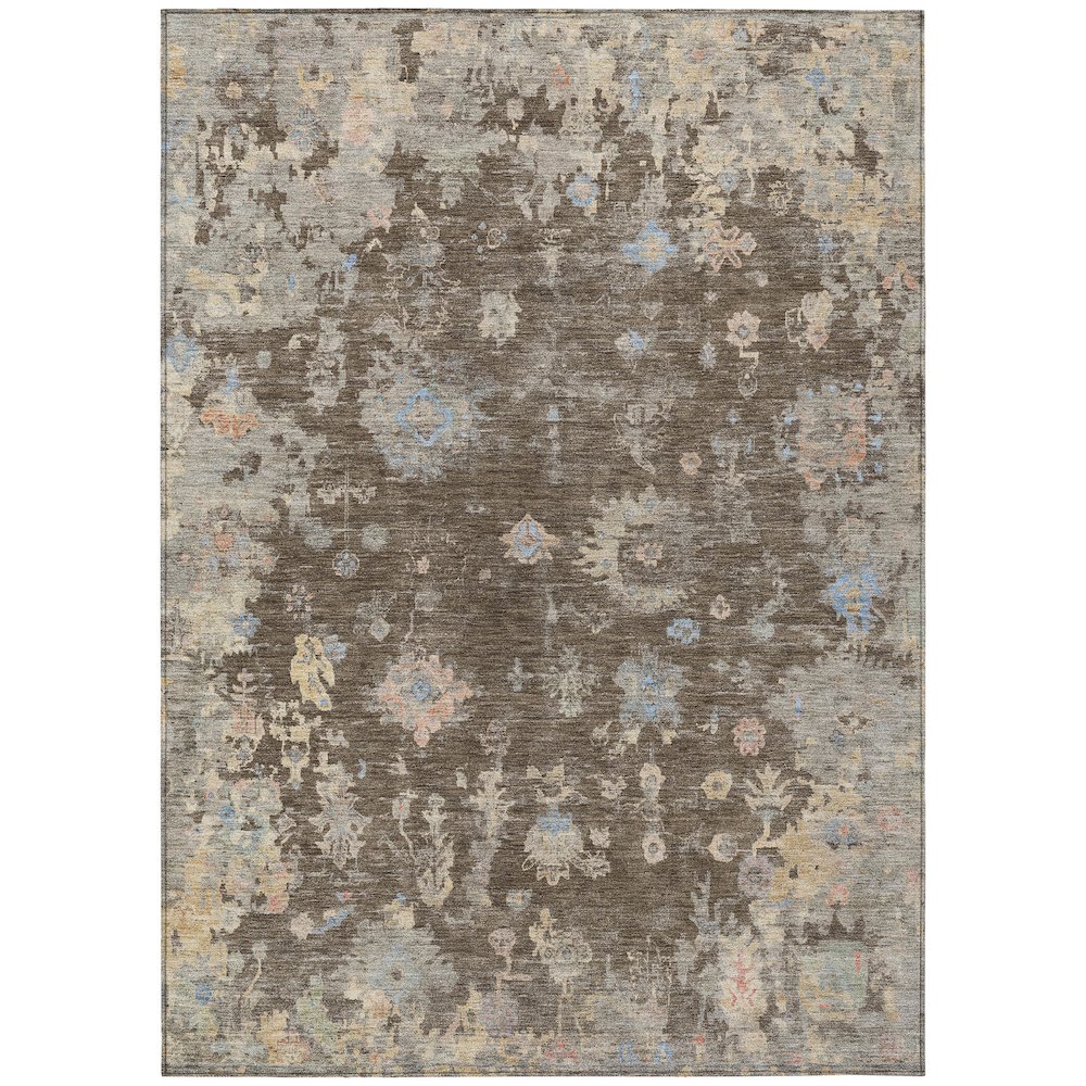 Machine Washable Indoor/Outdoor Chantille ACN2302 Brown 9' x 12' Rug. Picture 1