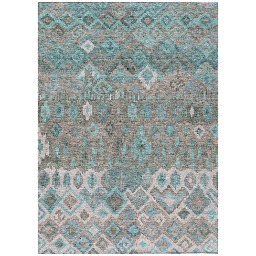 Machine Washable Indoor/Outdoor Chantille ACN2304 Teal 9' x 12' Rug. Picture 1