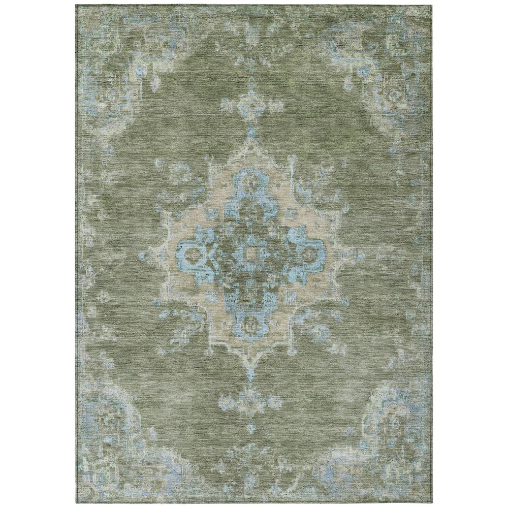 Machine Washable Indoor/Outdoor Chantille ACN2321 Green 9' x 12' Rug. Picture 1
