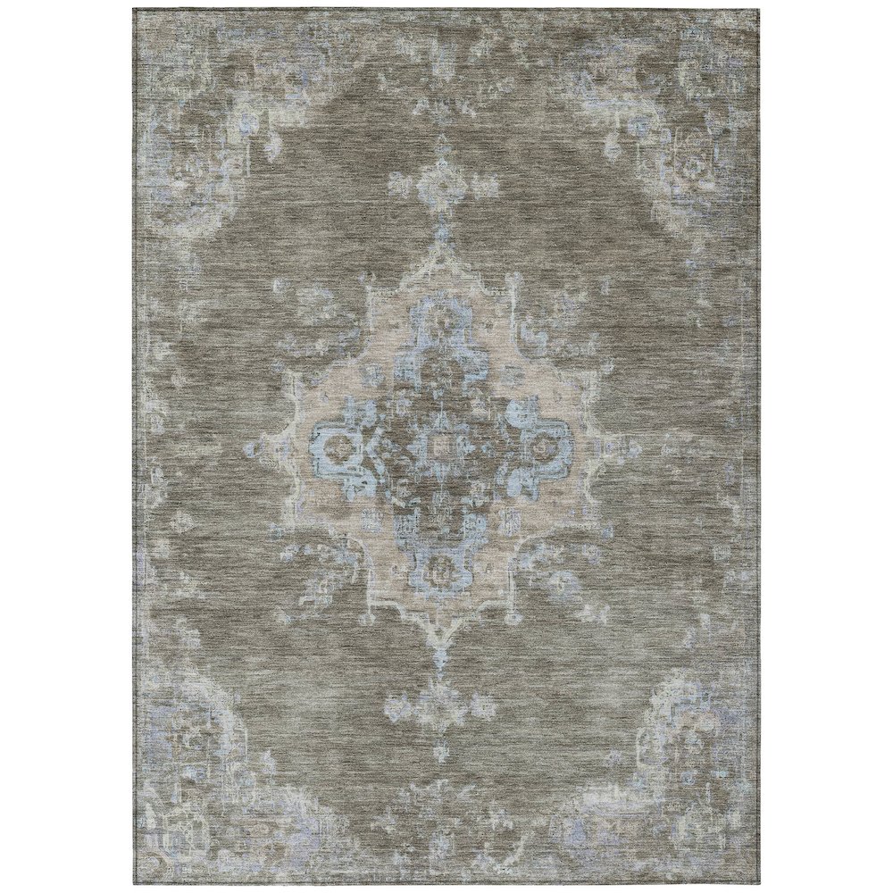 Machine Washable Indoor/Outdoor Chantille ACN2321 Brown 9' x 12' Rug. Picture 1
