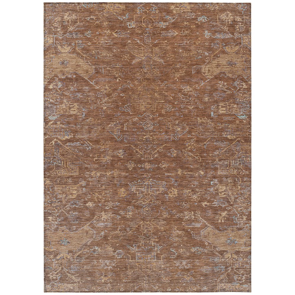 Machine Washable Indoor/Outdoor Chantille ACN2322 Orange 9' x 12' Rug. Picture 1