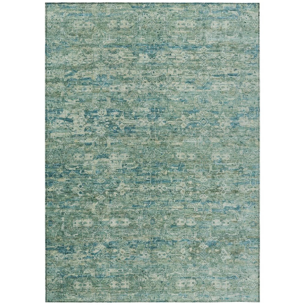 Machine Washable Indoor/Outdoor Chantille ACN2324 Teal 9' x 12' Rug. Picture 1