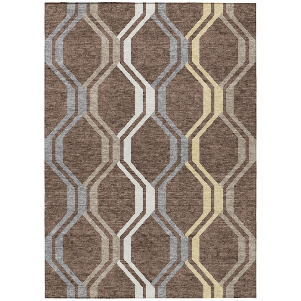 Machine Washable Indoor/Outdoor Chantille ACN2326 Brown 9' x 12' Rug. Picture 1