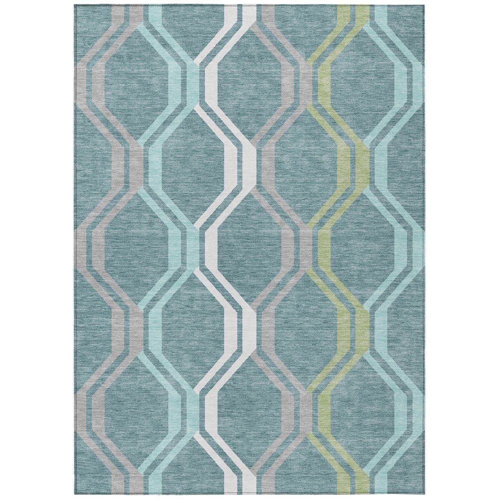 Machine Washable Indoor/Outdoor Chantille ACN2326 Teal 9' x 12' Rug. Picture 1