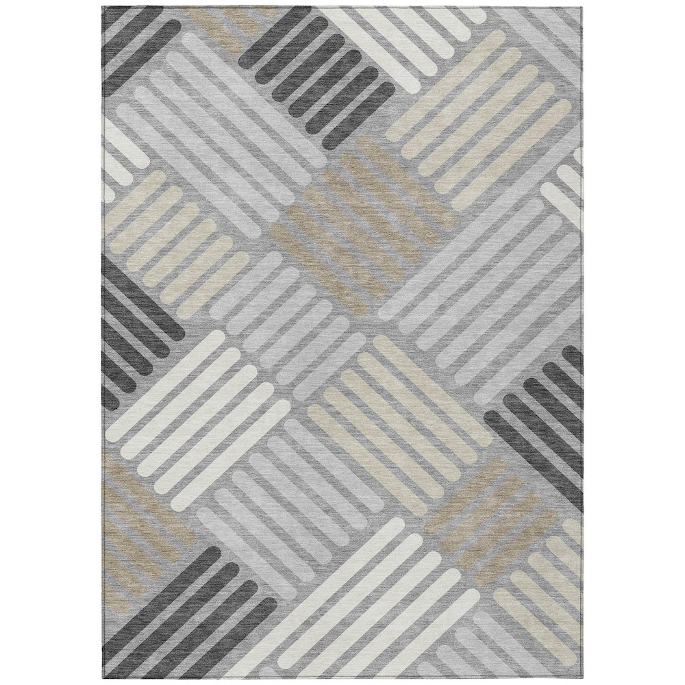 Machine Washable Indoor/Outdoor Chantille ACN2339 Gray 9' x 12' Rug. Picture 1