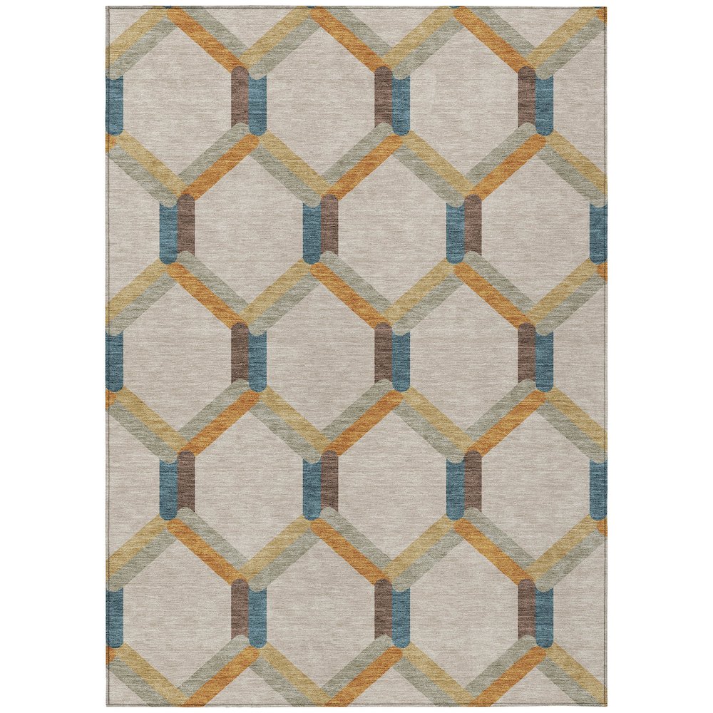 Machine Washable Indoor/Outdoor Chantille ACN2343 Brown 9' x 12' Rug. Picture 1