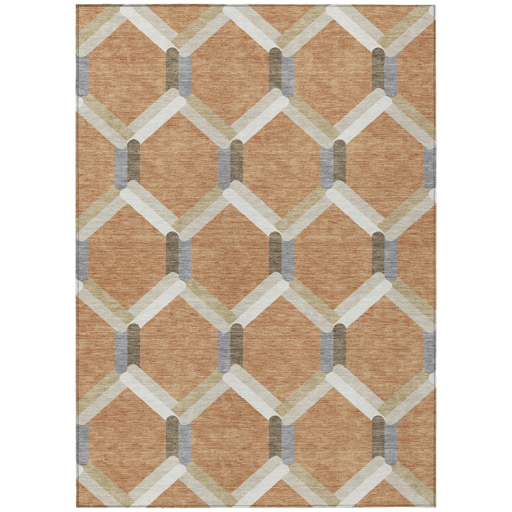 Machine Washable Indoor/Outdoor Chantille ACN2343 Orange 9' x 12' Rug. Picture 1