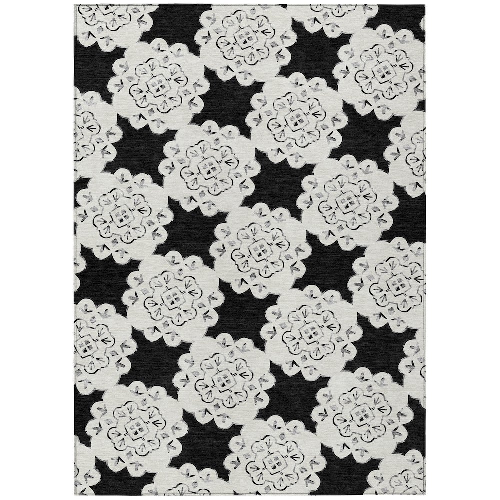 Machine Washable Indoor/Outdoor Chantille ACN2352 Black 9' x 12' Rug. Picture 1