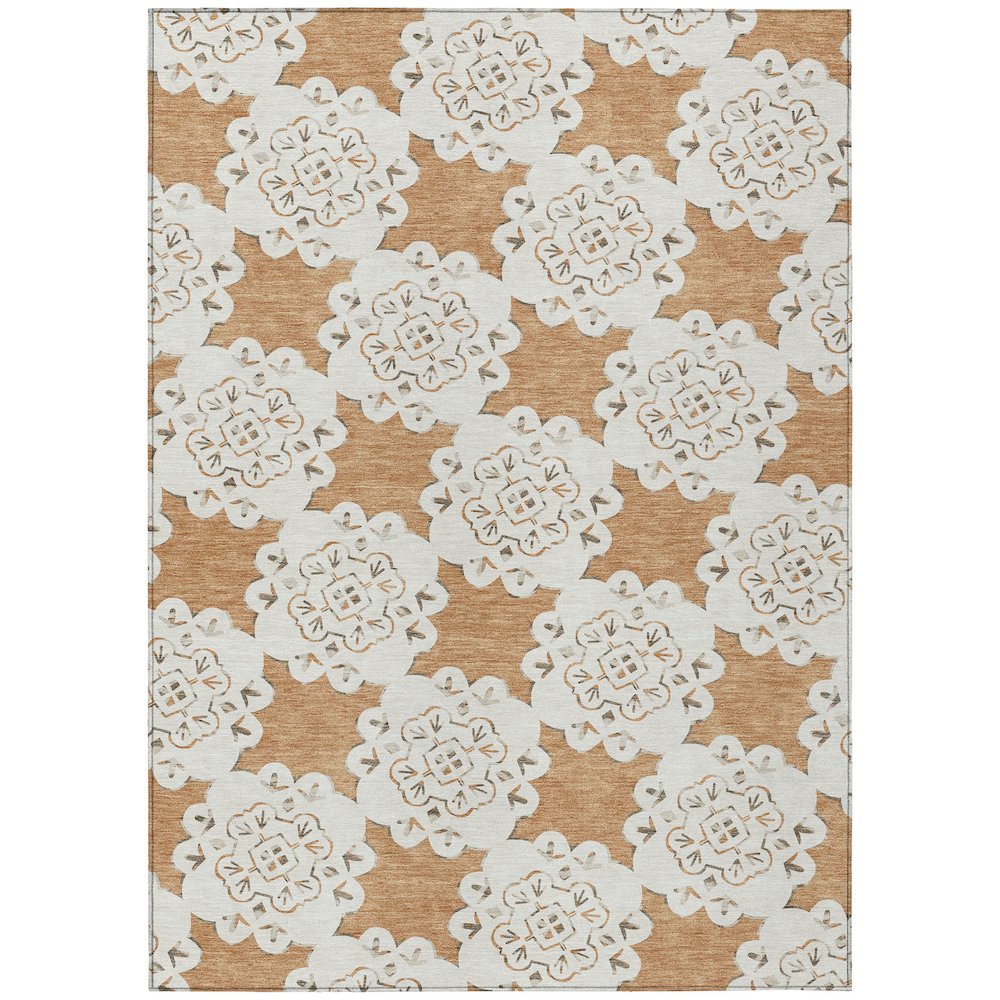 Machine Washable Indoor/Outdoor Chantille ACN2352 Orange 9' x 12' Rug. Picture 1