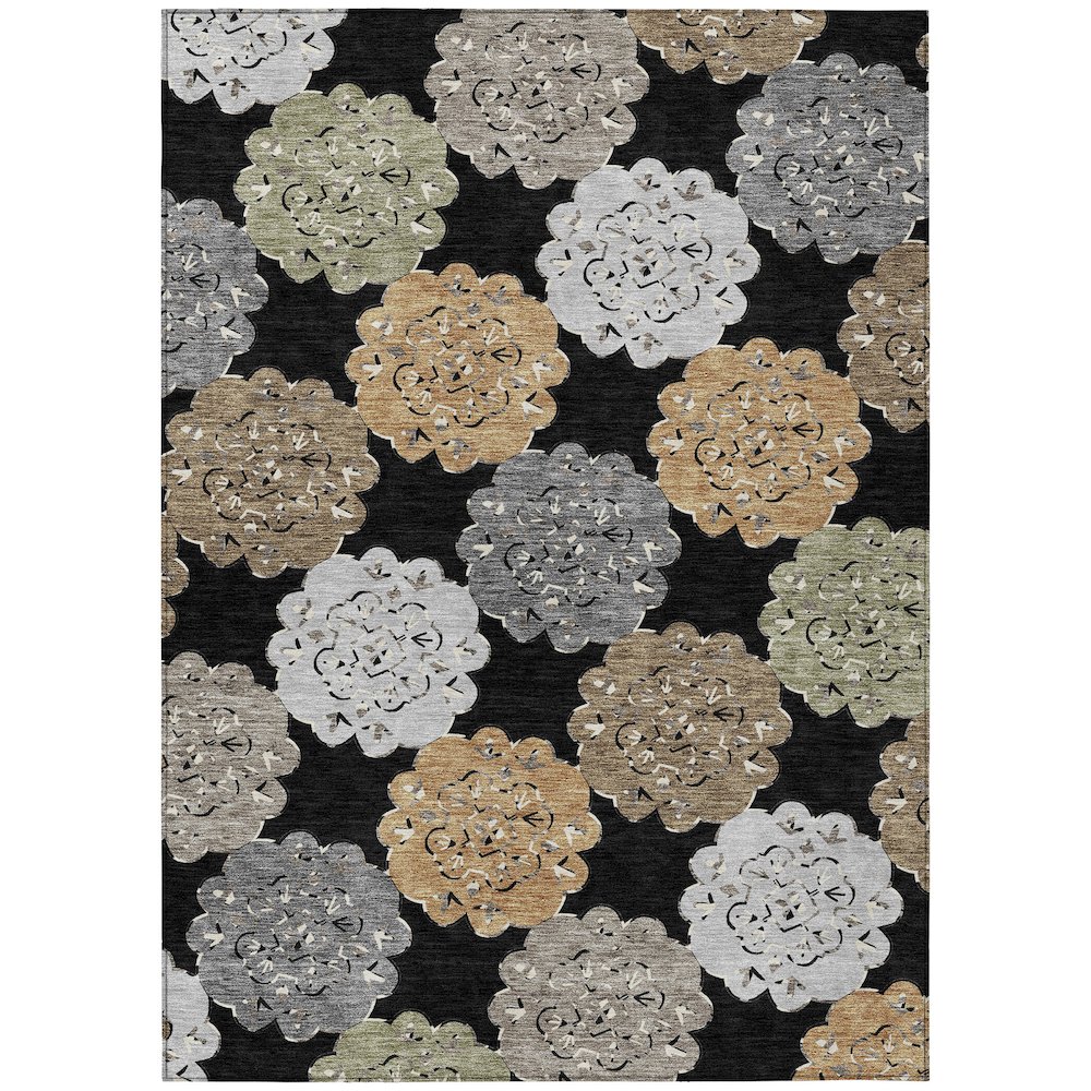 Machine Washable Indoor/Outdoor Chantille ACN2353 Black 9' x 12' Rug. Picture 1