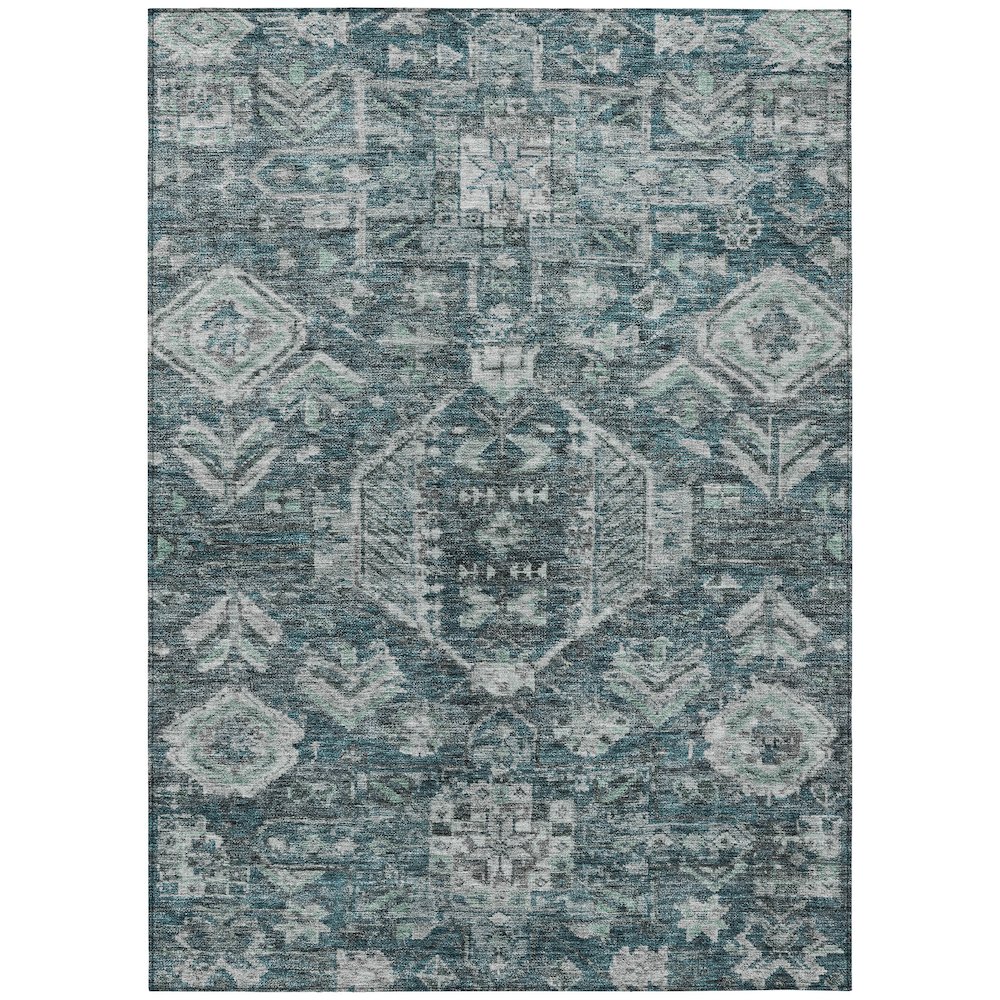 Machine Washable Indoor/Outdoor Chantille ACN2356 Teal 9' x 12' Rug. Picture 1