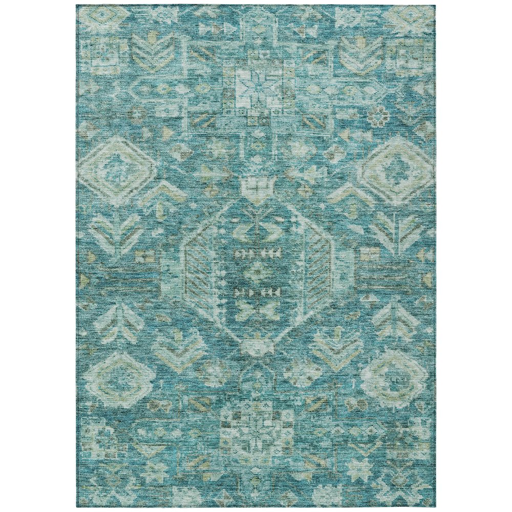 Machine Washable Indoor/Outdoor Chantille ACN2356 Teal 9' x 12' Rug. Picture 1
