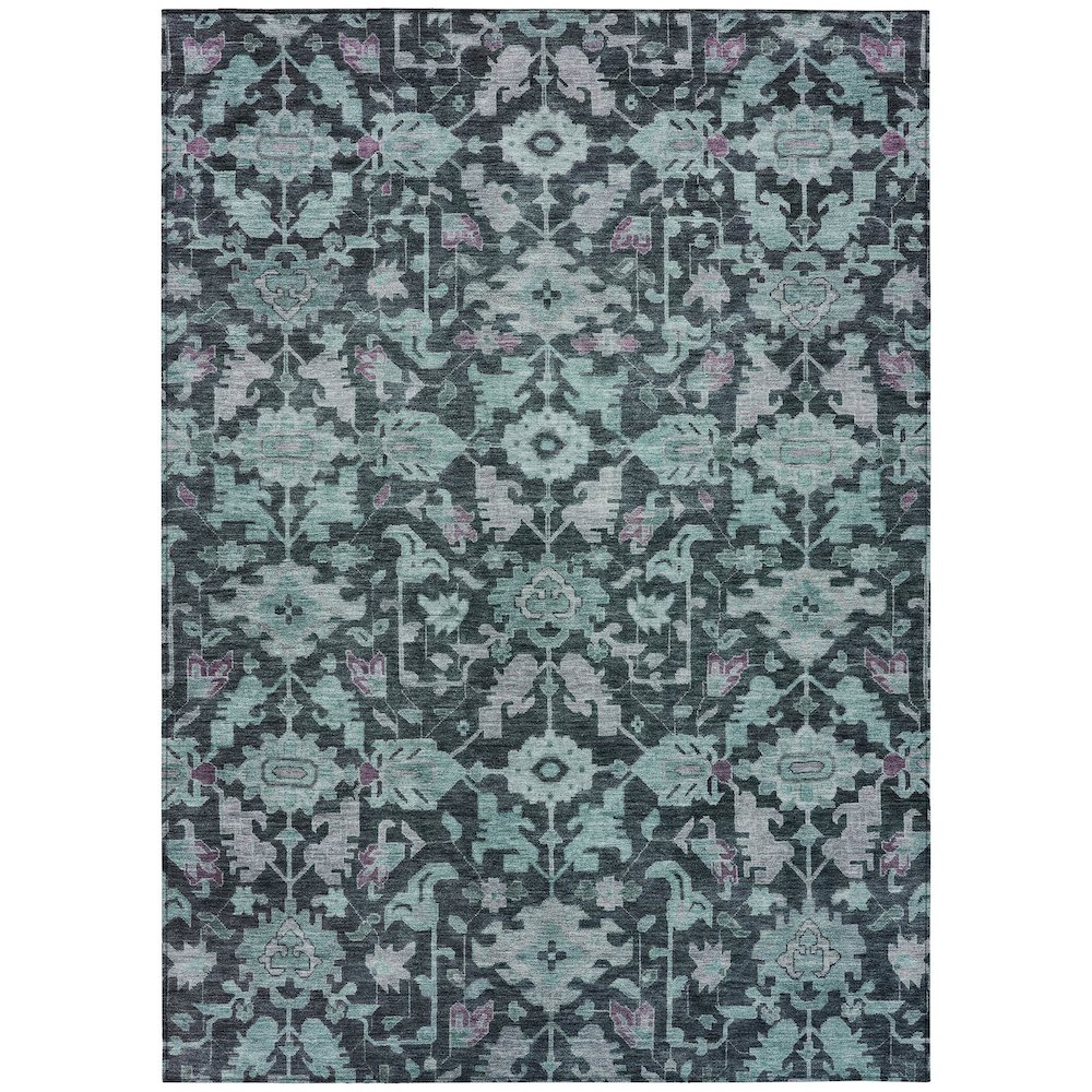 Machine Washable Indoor/Outdoor Chantille ACN2358 Teal 9' x 12' Rug. Picture 1