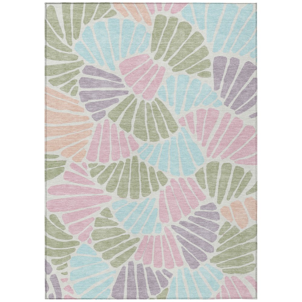 Machine Washable Indoor/Outdoor Chantille ACN2384 Green 9' x 12' Rug. Picture 1